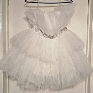 MARBLE White Layered Tulle Dance Costume with Sparkle Waistband Sz.12